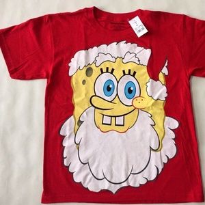Youth Boy's Santa Spongebob T-Shirt Tee, Size S